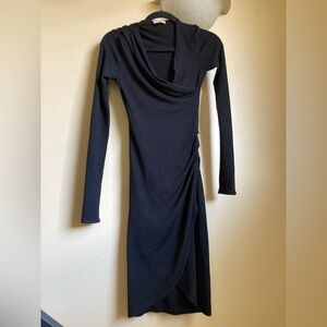 Aritzia Wilfred faux wrap snatched black LongSleeve curvy sweater knit Dress XS